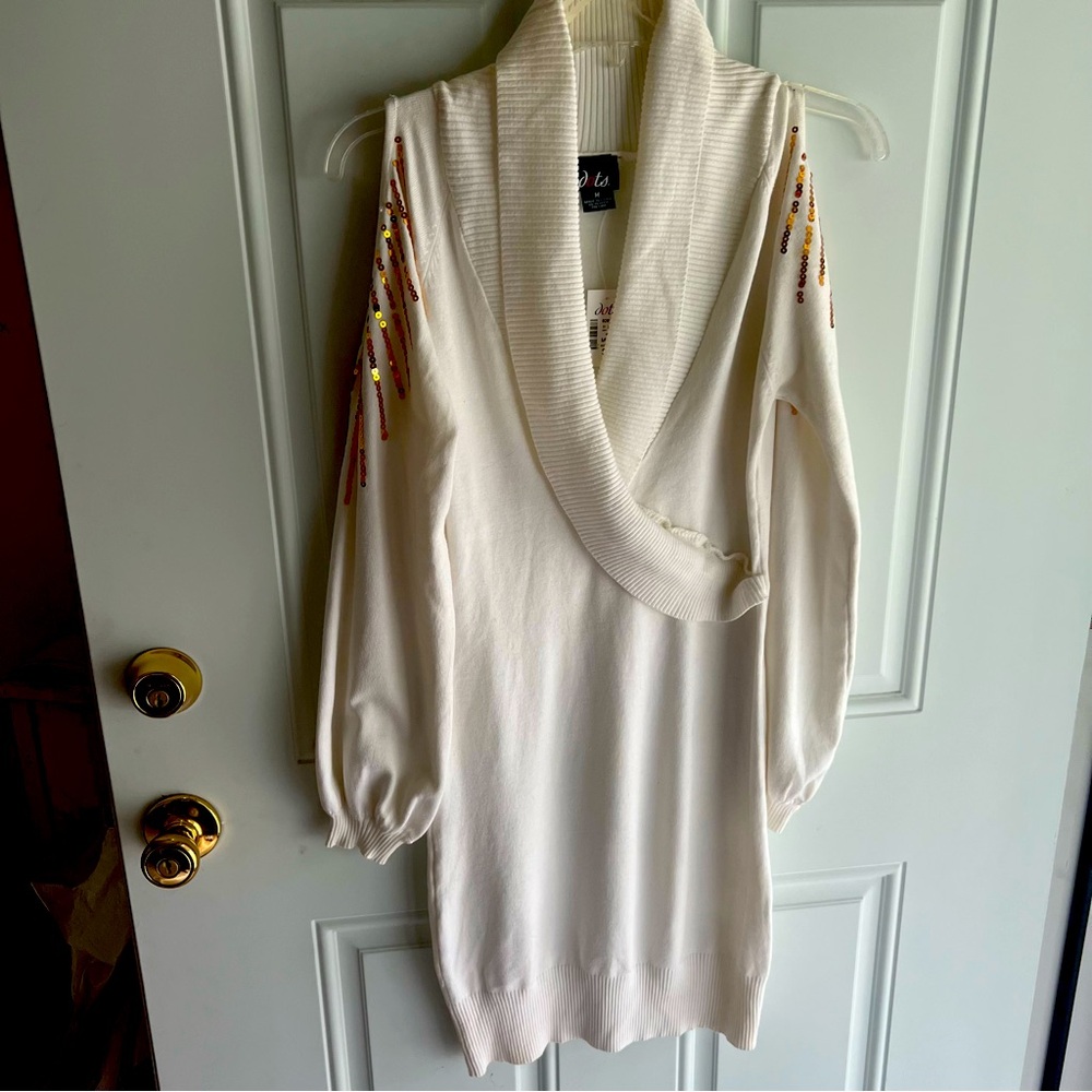 Cut Out Sleeve Sequence Sweater Dress NWT